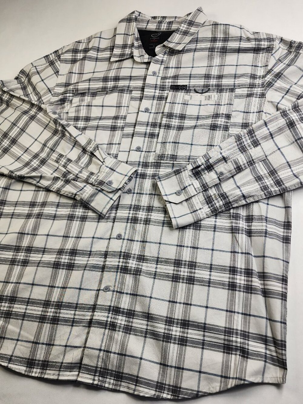 Wrangler ATG All Terrain Gear Mens XL Black White Button Long Slv Outdoor Shirt